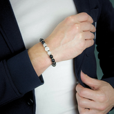 Men's Strength & Success Bracelet: Onyx Matte, Clear Quartz, Hematite and Silver